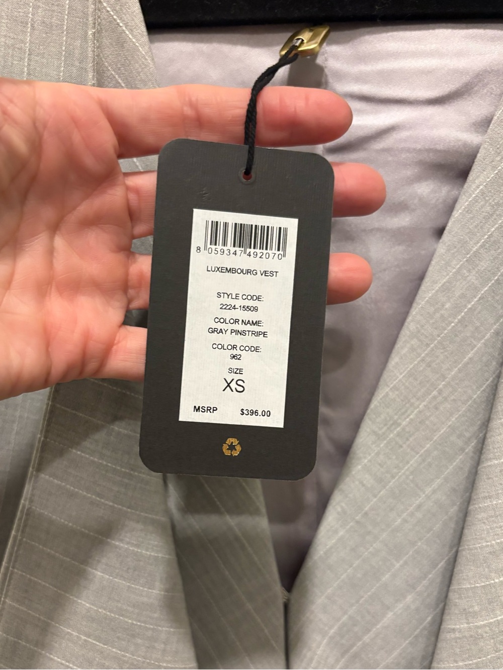 AS by DF . Draped Pinstripe Vest . Gray . XS . NWT 🩶 - Picture 4 of 6